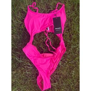 Meyeeka Swim Pink Swimsuit - one piece exposed tummy - NWT Sz medium